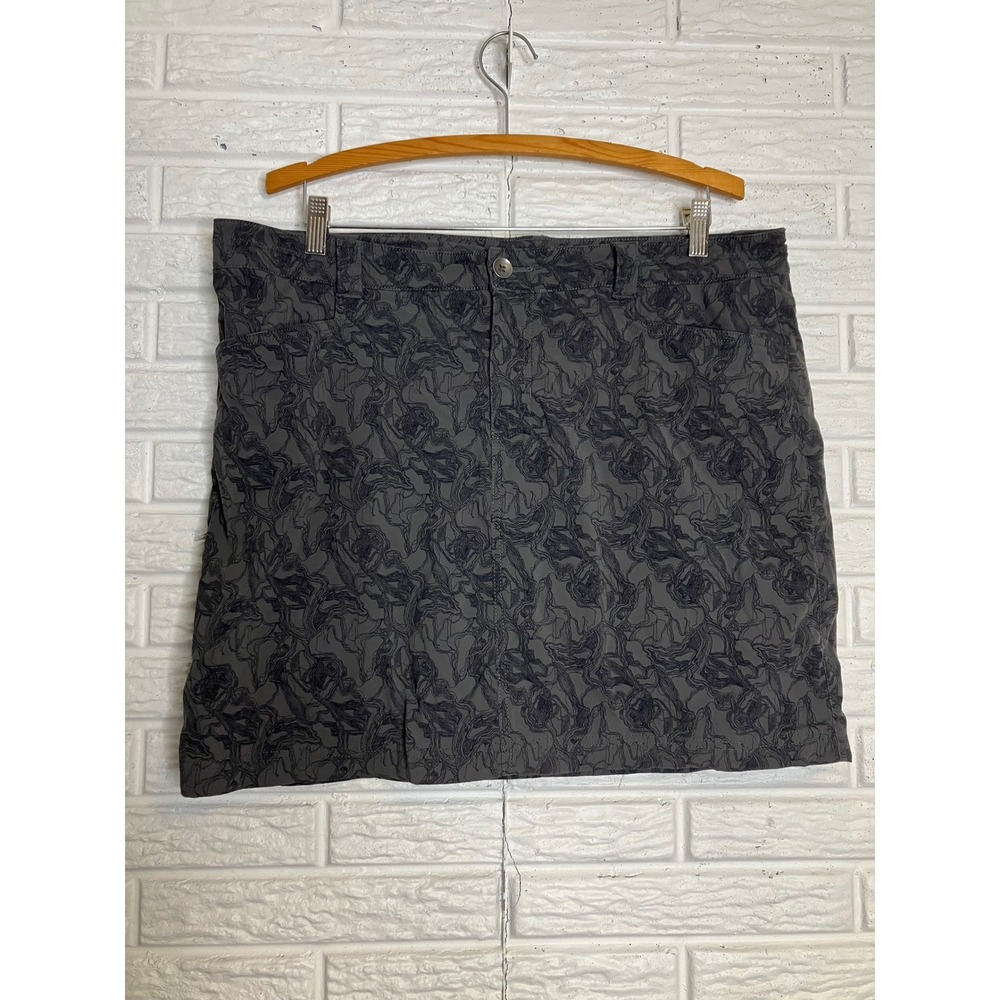 Eddie Bauer Travex Skort Womens 14 Gray Excellent Topo Print Hiking Activewear